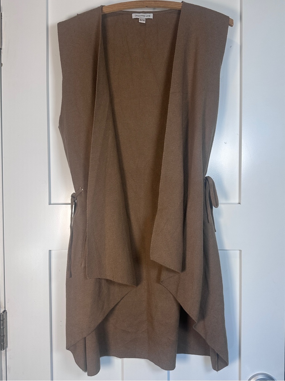 Crosstree Lane Brown Sleeveless Open-Front Knit Cinch Vest S/M